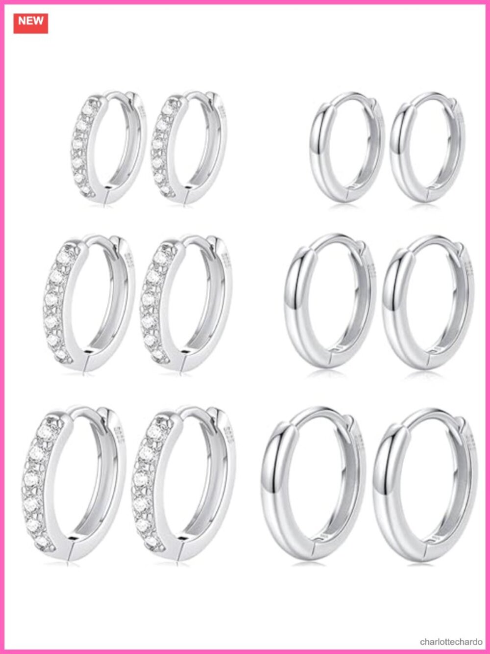 6 Pairs 925 Sterling Silver Small Huggie Hoop Earrings for Women,